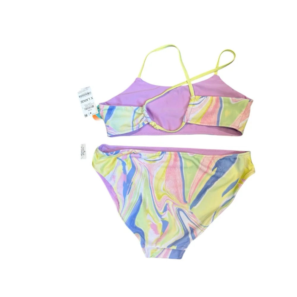 Girls Ideology Bikini XL Multicolor Purple Reversible Swimsuit